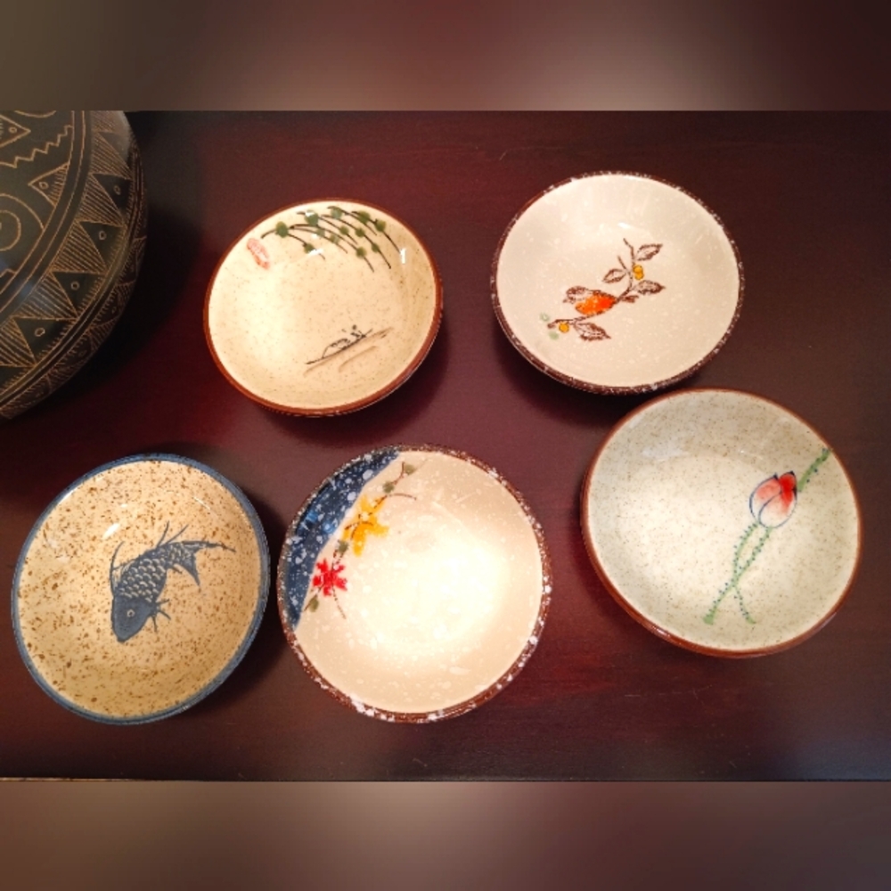 Ceramic Asian Inspired Dip Bowls Set Of Five